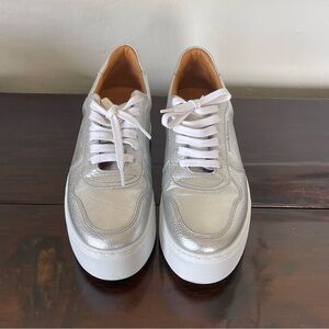 Silver Metallic Platform Sneakers